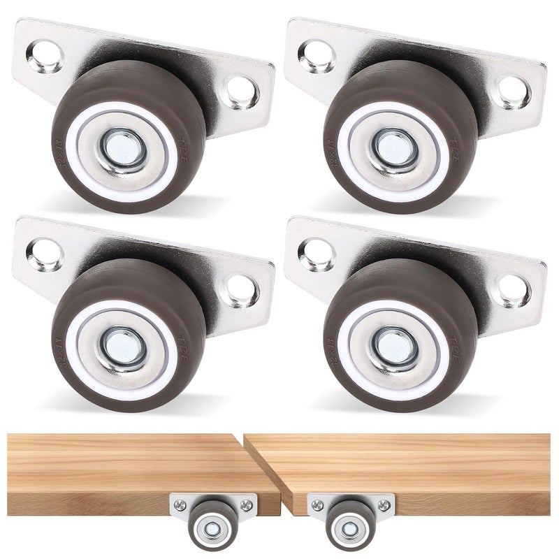 ZUOFANG 1.25 Inch Small Side Mount Caster Wheels, Mini Low Profile Casters Set of 4, Little Drawer Rollers Rigid Casters Wheels for Wooden Furniture, Underbed Drawers, Trays, DIY Project - Image 1